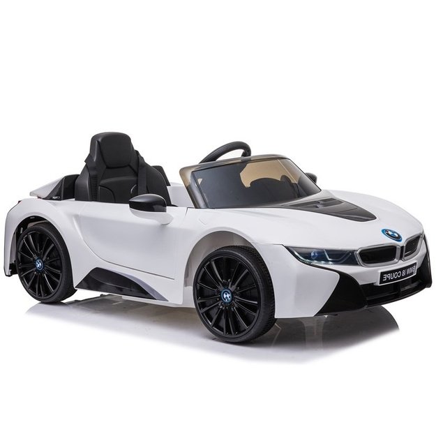 Vienvietis vaikiškas elektromobilis vaikams BMW i8 Coupe, baltas