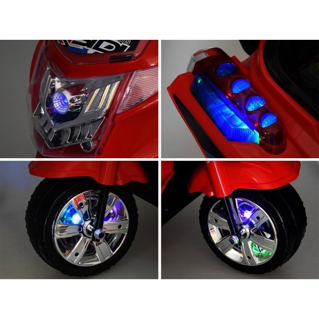 Vienvietis elektrinis triratis motociklas vaikams, raudonas