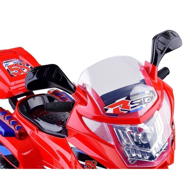 Vienvietis elektrinis triratis motociklas vaikams, raudonas