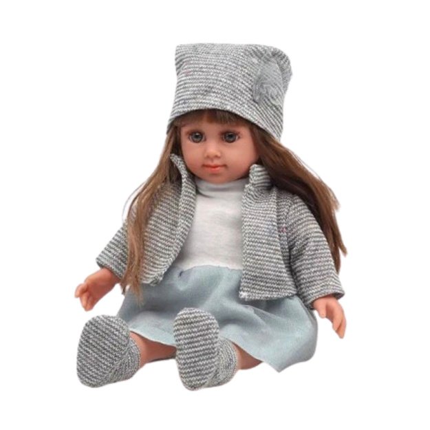 Lėlė su ilgais rudais plaukais ir mėlyna suknele 36,5 cm, Sweet Angel 1