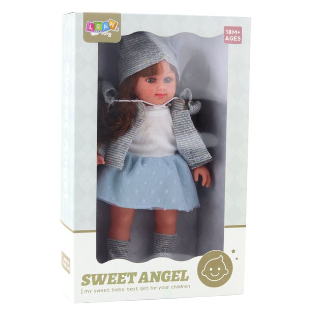 Lėlė su ilgais rudais plaukais ir mėlyna suknele 36,5 cm, Sweet Angel 2