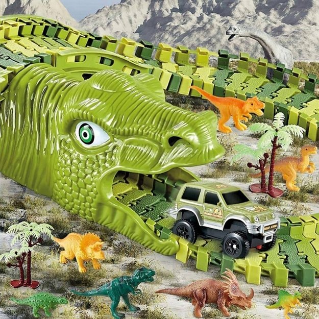 Automobilių trasa „Dinozaurai“ XXL 240 el., Woopie 5