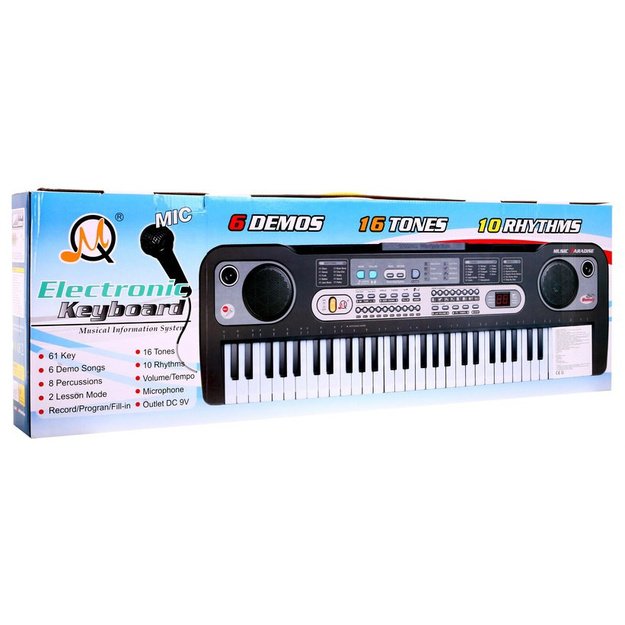 Elektrinis pianinas MQ-020UF vaikams su natų stovu 61 klavišas, juodas