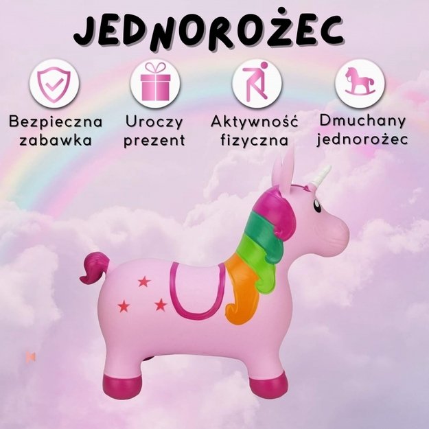 Guminis šokliukas vienaragis su pompa, rožinis, WOOPIE 6