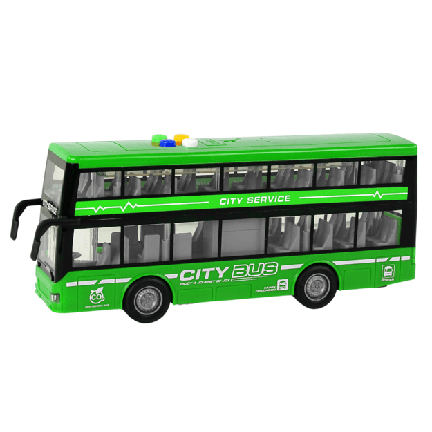 Dviaukštis autobusas su garso ir šviesos efektais, žalias 7