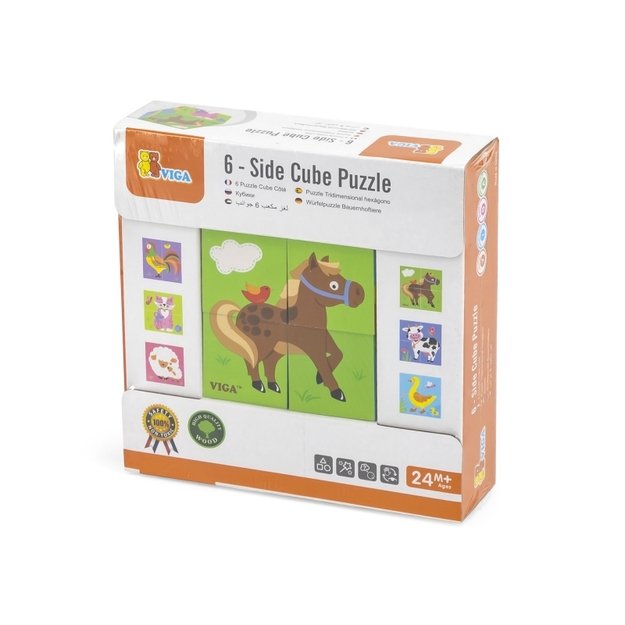 Medinės kaladėlės - dėlionės su gyvūnais ,,Viga Toys"