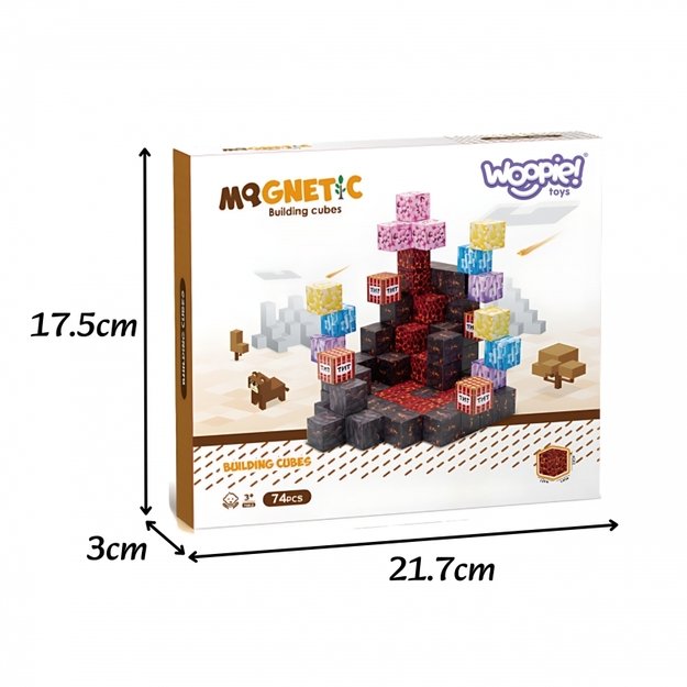 Statybinės magnetinės kaladėlės vaikams „Pixels“ 74 vnt., WOOPIE 4