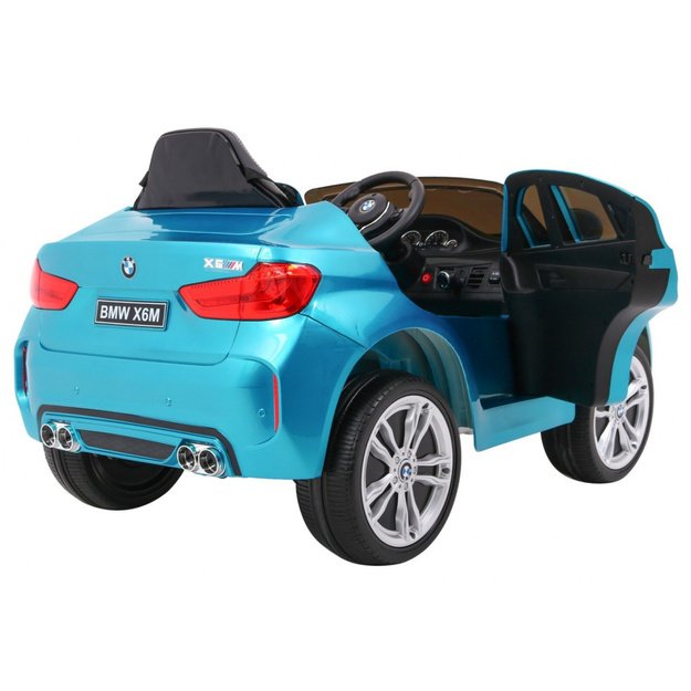 Vienvietis elektrinis džipas vaikams BMW X6M, mėlynas lakuotas