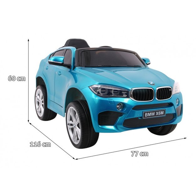 Vienvietis elektrinis džipas vaikams BMW X6M, mėlynas lakuotas