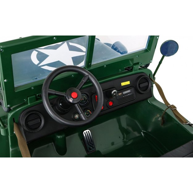 Dvivietis elektromobilis vaikams JEEP 4x4 Willy JH101, žalias