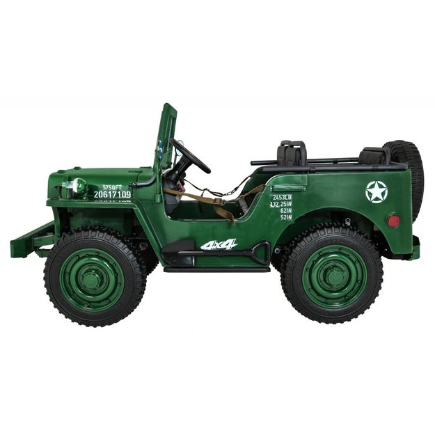 Dvivietis elektromobilis vaikams JEEP 4x4 Willy JH101, žalias