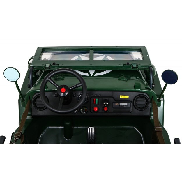 Dvivietis elektromobilis vaikams JEEP 4x4 Willy JH101, žalias