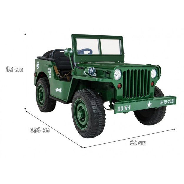Dvivietis elektromobilis vaikams JEEP 4x4 Willy JH101, žalias
