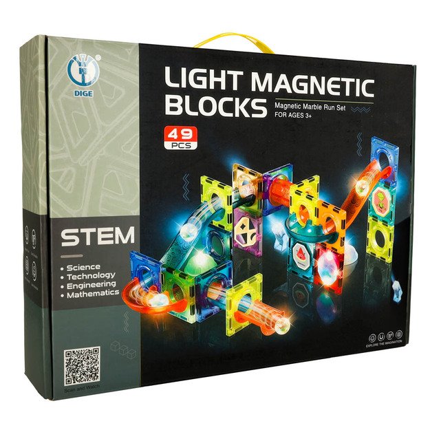 Šviečiantis magnetinis konstruktorius rutuliukų takelis 49 vnt.