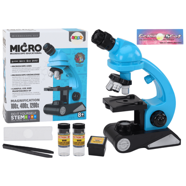 Edukacinis mikroskopas su priedais vaikams, mėlynas