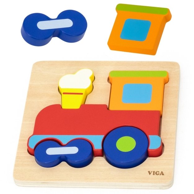 Medinė Montessori dėlionė „Traukinys“, VIGA