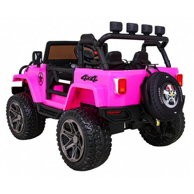 Dvivietis elektrinis visureigis vaikams Monster 4x4, rožinis