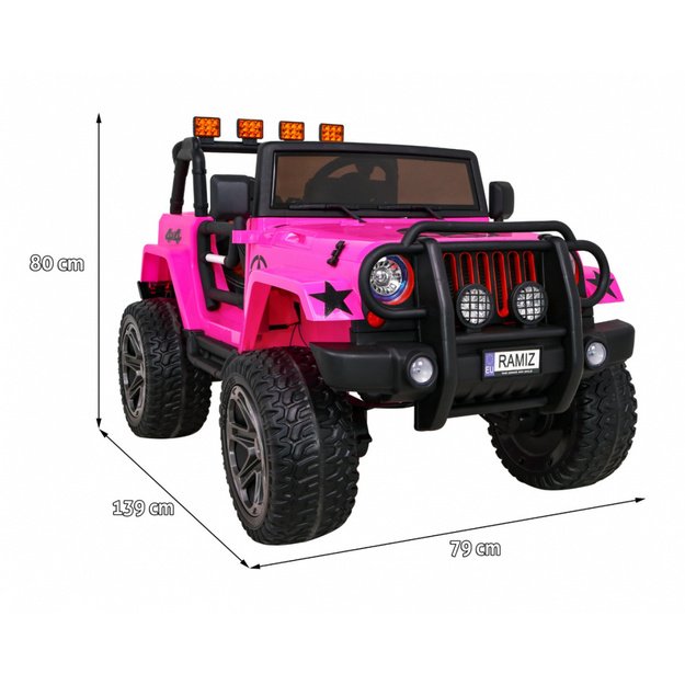 Dvivietis elektrinis visureigis vaikams Monster 4x4, rožinis