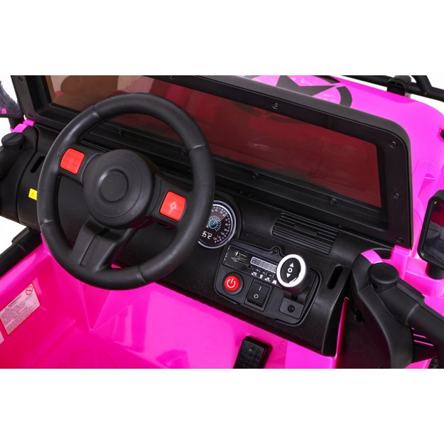 Dvivietis elektrinis visureigis vaikams Monster 4x4, rožinis
