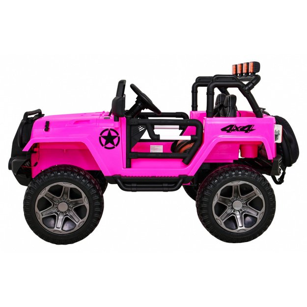 Dvivietis elektrinis visureigis vaikams Monster 4x4, rožinis