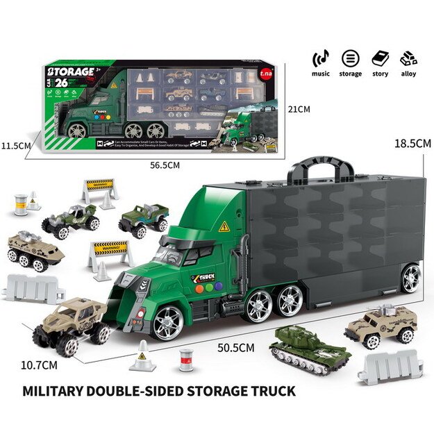 Interaktyvus karinis sunkvežimis transporteris „Launcher Truck“, žalias