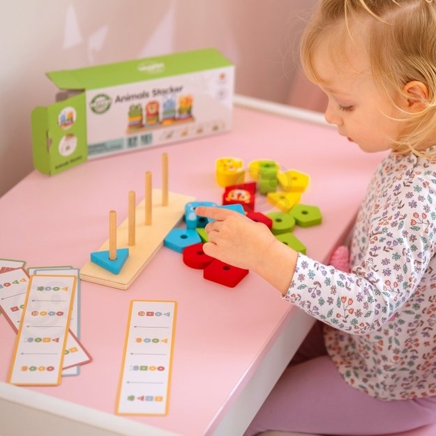 Medinė Montessori gyvūnų dėlionė 27 el. WOOPIE GREEN