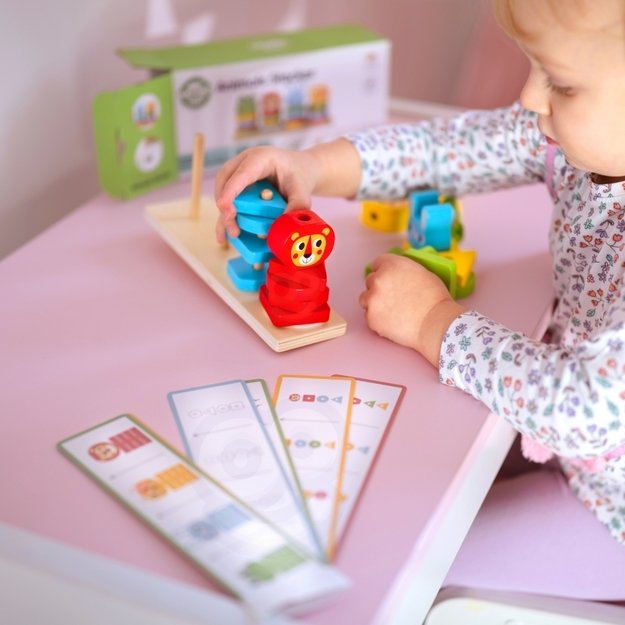 Medinė Montessori gyvūnų dėlionė 27 el. WOOPIE GREEN