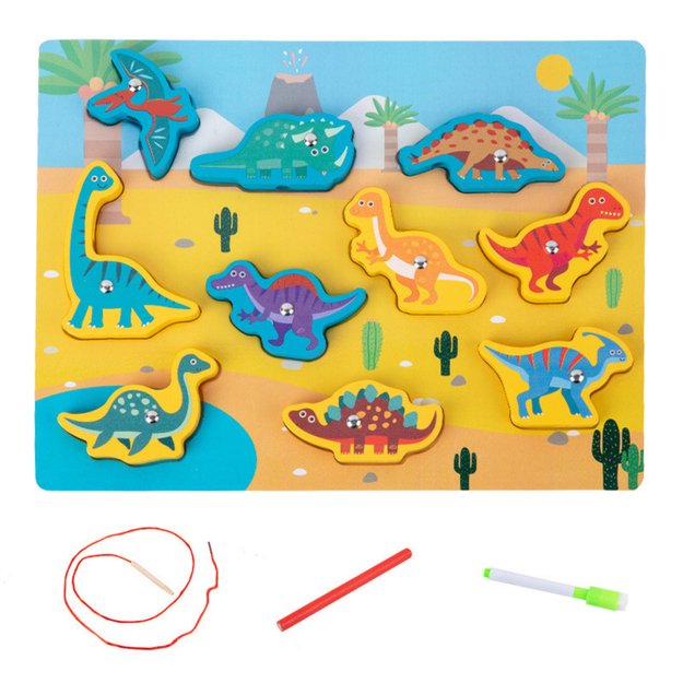 Medinė dėlionė su magnetais vaikams „Dinozaurai“