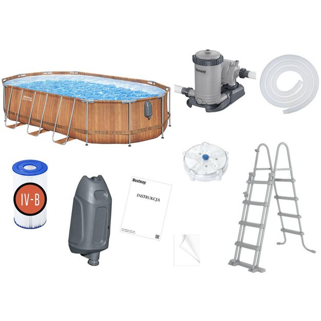 Karkasinis sodo baseinas 610x366x122cm su priedais 10in1 Bestway 
