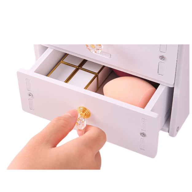Mini kosmetinė dėžutė su veidrodžiu, balta