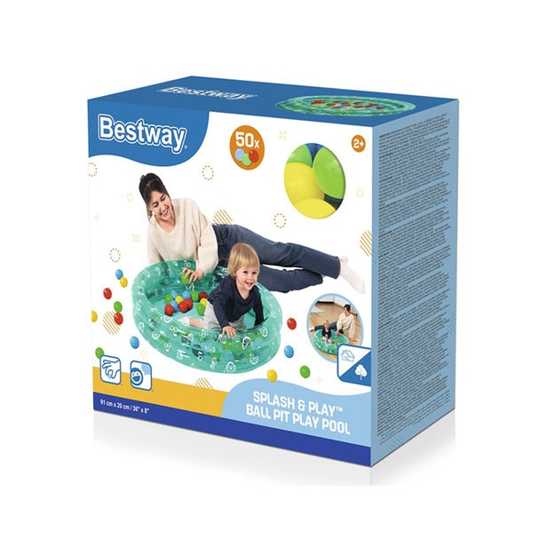 Pripučiamas baseinas vaikams su kamuoliukais 91x20cm, žalias, Bestway 