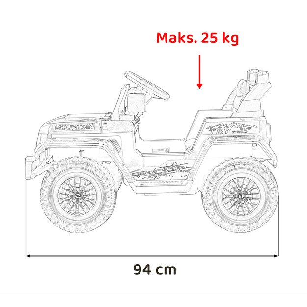 Vienvietis elektrinis visureigis vaikams Off Road MOUNTAIN, žalias