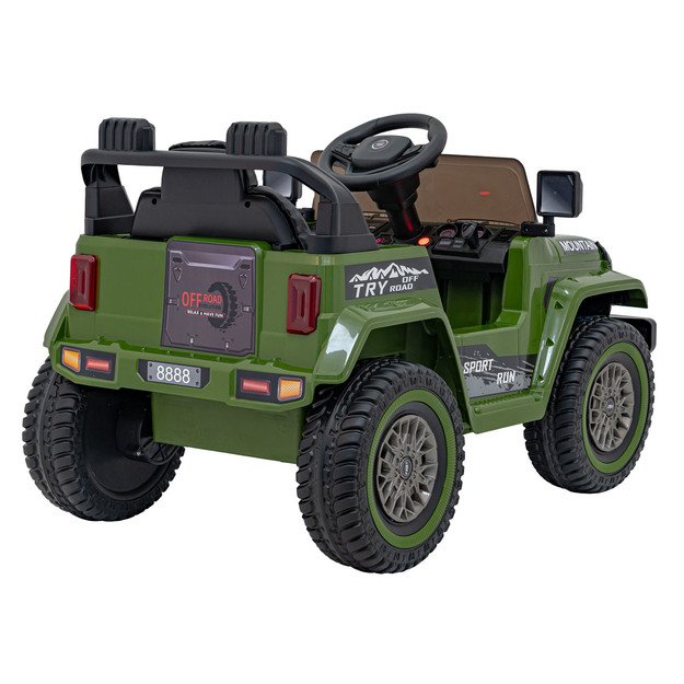 Vienvietis elektrinis visureigis vaikams Off Road MOUNTAIN, žalias