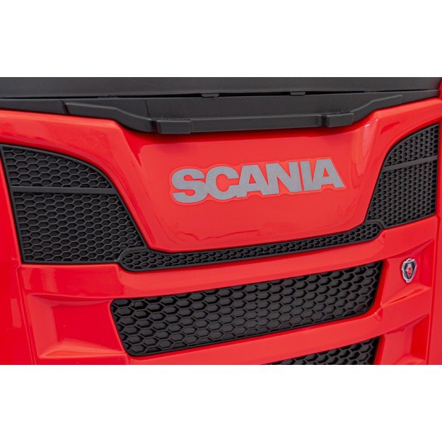 Vienvietis elektrinis sunkvežimis vaikams Scania R-SERIE, raudonas