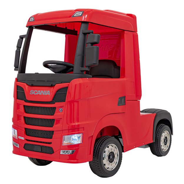 Vienvietis elektrinis sunkvežimis vaikams Scania R-SERIE, raudonas