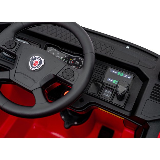 Vienvietis elektrinis sunkvežimis vaikams Scania R-SERIE, raudonas