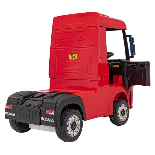 Vienvietis elektrinis sunkvežimis vaikams Scania R-SERIE, raudonas