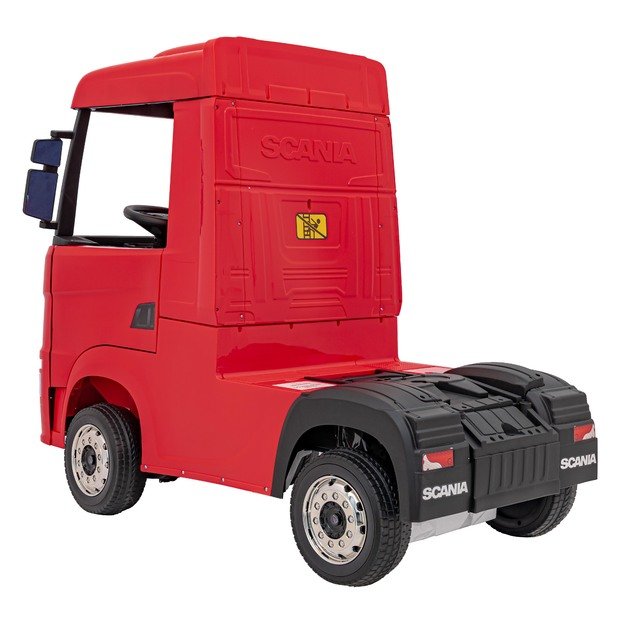 Vienvietis elektrinis sunkvežimis vaikams Scania R-SERIE, raudonas