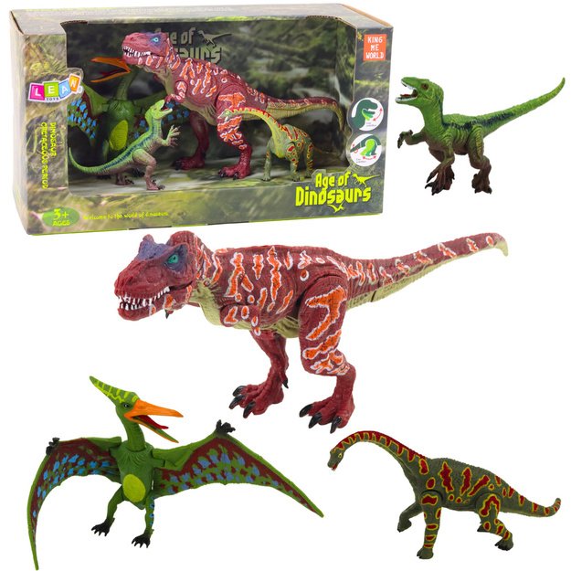 Dinozaurų figūrėlių rinkinys su judančiais elementais 4 vnt.