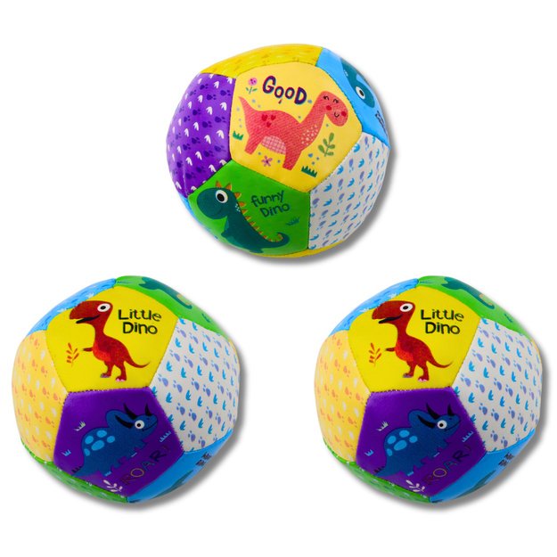 Minkštų kamuoliukų rinkinys su dinozaurais 9 cm, 3 vnt. 2