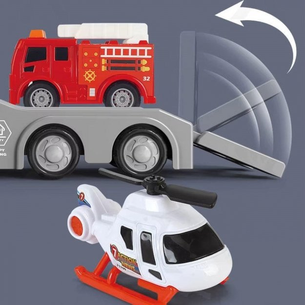 Ugniagesių transporto priemonių rinkinys su garso ir šviesos efektais, WOOPIE 3