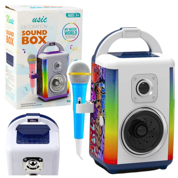 Muzikos kolonėlės rinkinys su mikrofonu „Bluetooth“, MP3 ir LED apšvietimu