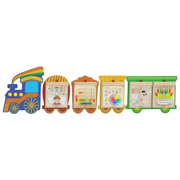 Sensorinė mokomoji traukinio formos lentos rinkinys 5in1, MASTERKIDZ 