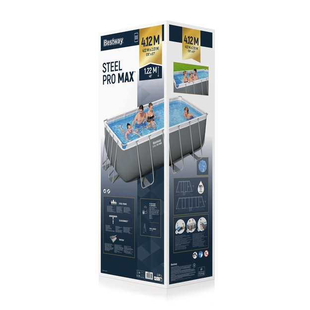 Stačiakampis karkasinis baseinas su priedais 412x201x122cm, Bestway 56456