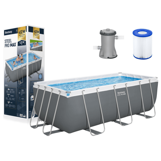 Stačiakampis karkasinis baseinas su priedais 412x201x122cm, Bestway 56456