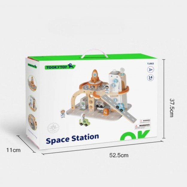 Medinė kosminė stotis su automobilių stovėjimo aikštele, TOOKY TOY 14