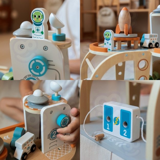 Medinė kosminė stotis su automobilių stovėjimo aikštele, TOOKY TOY 9