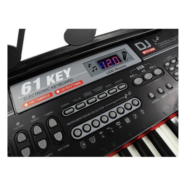 Elektrinis pianinas su mikrofonu bei stovu