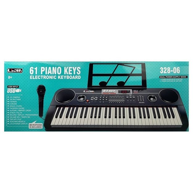 Elektrinis pianinas su mikrofonu bei stovu