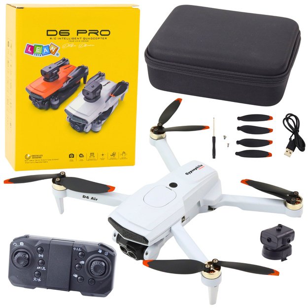 Nuotoliniu būdu valdomas D6 PRO dronas su kamera, pilkas